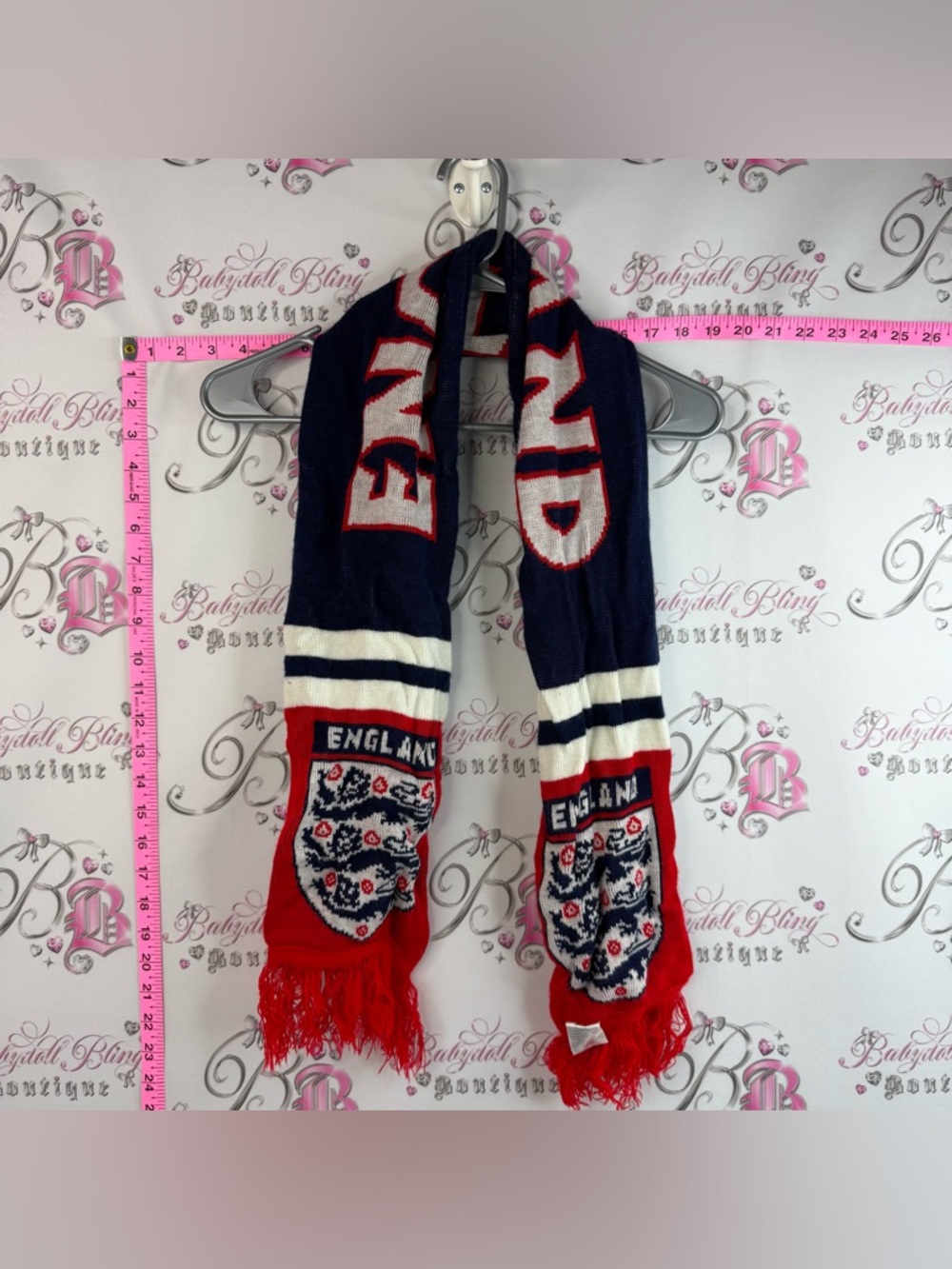 England scarf scarve tassles knit knitted Supporter Scarf - Navy, Red & White